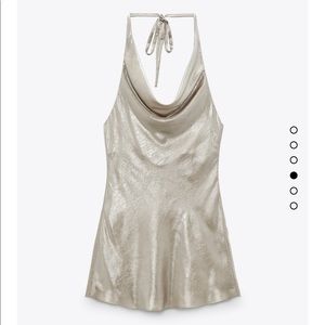 NWT Zara Metallic Draped Dress